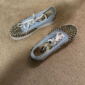 Vans Light Blue and Gold Studded Sneakers